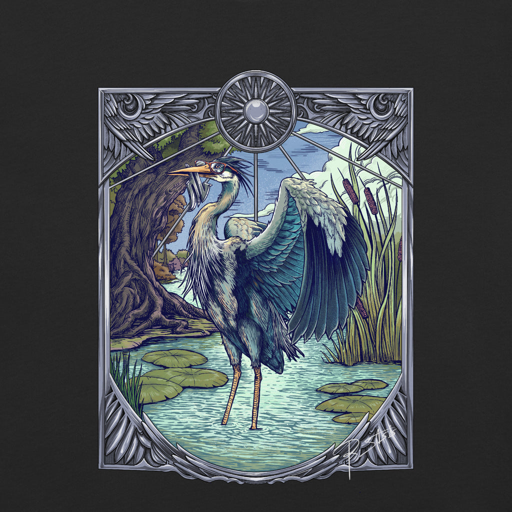 T-shirt Héron au Bord de l'Étang animal totem Alpha Vibes